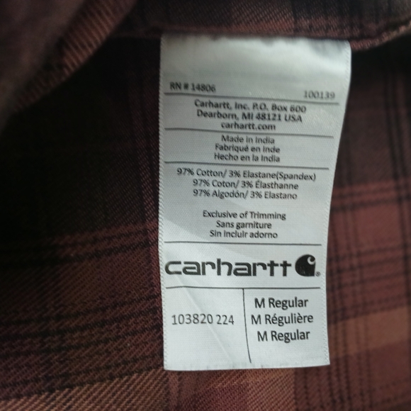 Carhartt Men's Rugged Flex Hamilton Plaid Buttun Down Flannel Shirt. M - Picture 8 of 11